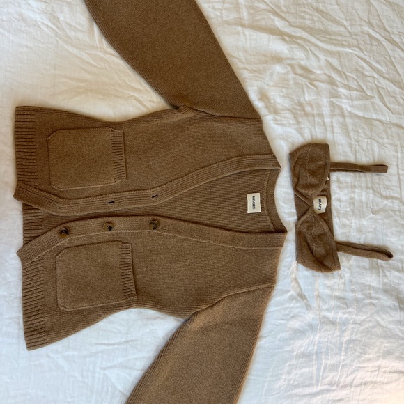 KHAITE Sweaters - Khaite Scarlet Cardigan Sweater & Matching Bralette in Camel XS